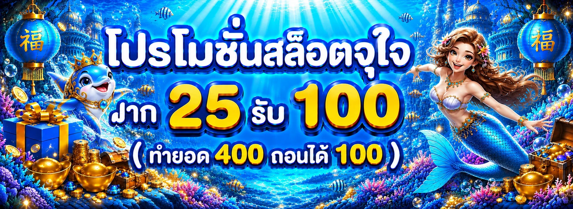 โปรโมชั่น OJ9 ฝากยี่สิบห้ารับหนึ่งร้อยโทนน้ำเงินทอง